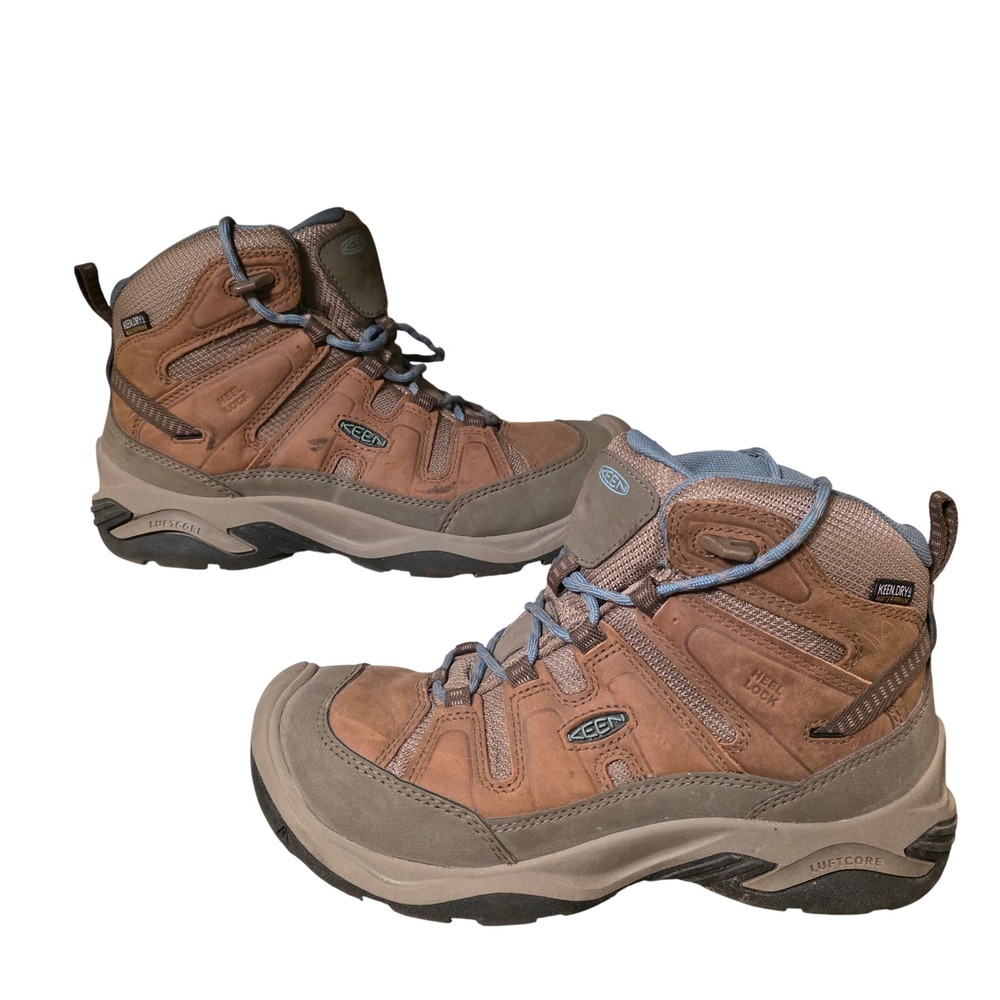 Keen Circus Ridge Waterproof Hiking Boots Brown Blue 1026764 Womens 7.5